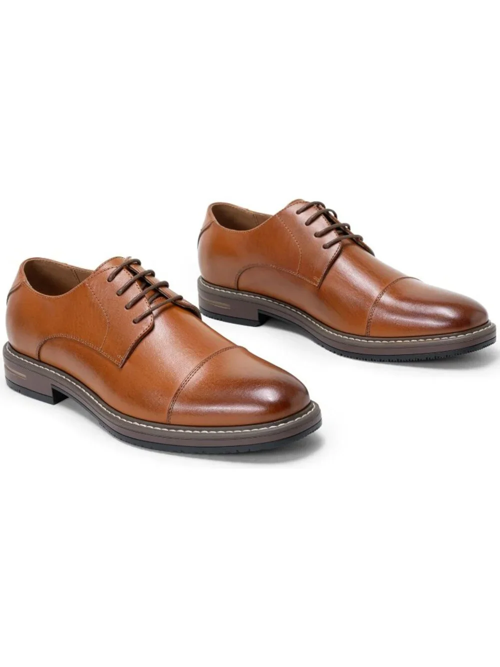 Men's Brown Classic Cap Toe Lightweight Formal Oxford Wedding Dress Shoes